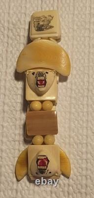 Vintage Carved BE Bracelet Alaskan Eskimo Inuit Native Souvenir Jewelry