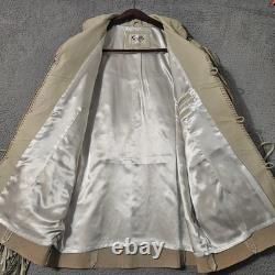 Vintage Cream Scully Leather Suede Fringe Jacket Native American Beaded Size 44