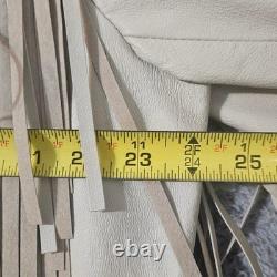 Vintage Cream Scully Leather Suede Fringe Jacket Native American Beaded Size 44