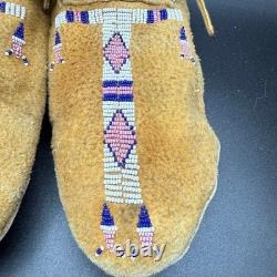 Vintage Crow Moccasins AUTHENTICATED Beaded Native American Handmade Mens
