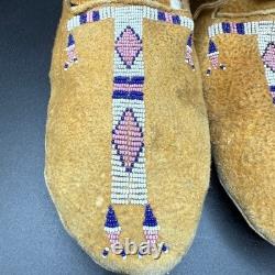 Vintage Crow Moccasins AUTHENTICATED Beaded Native American Handmade Mens