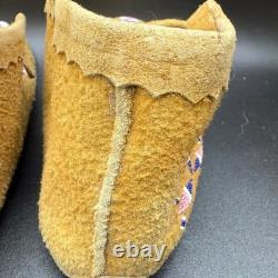Vintage Crow Moccasins AUTHENTICATED Beaded Native American Handmade Mens