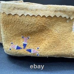 Vintage Crow Moccasins AUTHENTICATED Beaded Native American Handmade Mens