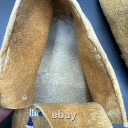 Vintage Crow Moccasins AUTHENTICATED Beaded Native American Handmade Mens