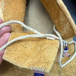 Vintage Crow Moccasins AUTHENTICATED Beaded Native American Handmade Mens