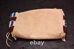 Vintage Crow Native American Indian tipi hide beaded Bag Pouch 6 Long