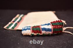 Vintage Crow Native American Indian tipi hide beaded Bag Pouch 6 Long