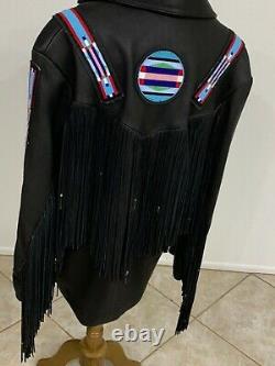 Vintage Crow Plains Indian Native American Beaded Black Deerskin Jacket