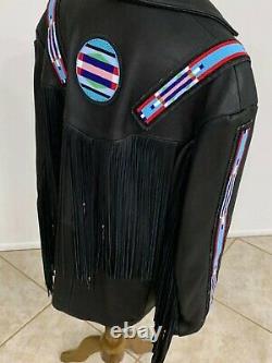 Vintage Crow Plains Indian Native American Beaded Black Deerskin Jacket