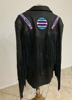 Vintage Crow Plains Indian Native American Beaded Black Deerskin Jacket