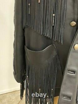 Vintage Crow Plains Indian Native American Beaded Black Deerskin Jacket