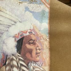 Vintage Customized Tan Suede Fringe Native American Beaded Jacket Men's L