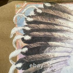 Vintage Customized Tan Suede Fringe Native American Beaded Jacket Men's L