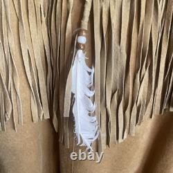 Vintage Customized Tan Suede Fringe Native American Beaded Jacket Men's L