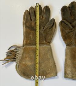 Vintage Gauntlet Gloves Native American Beaded Beads Mountain Design Antique