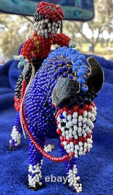 Vintage Hand Crafted Beaded Horse/Rider Native American Authentic Seed Bead RARE