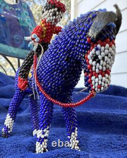 Vintage Hand Crafted Beaded Horse/Rider Native American Authentic Seed Bead RARE