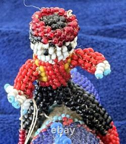 Vintage Hand Crafted Beaded Horse/Rider Native American Authentic Seed Bead RARE