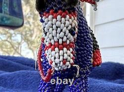 Vintage Hand Crafted Beaded Horse/Rider Native American Authentic Seed Bead RARE