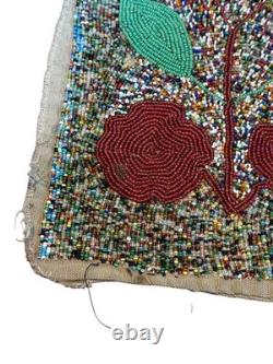 Vintage Handcrafted Native American Beaded Art Piece Measuring 10 x 7.5