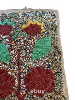 Vintage Handcrafted Native American Beaded Art Piece Measuring 10 x 7.5