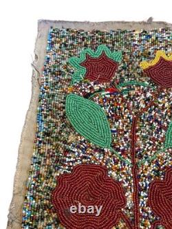 Vintage Handcrafted Native American Beaded Art Piece Measuring 10 x 7.5