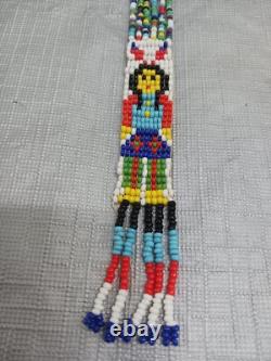 Vintage Handmade Native American Beaded Necklace Lady Arrows Tassels