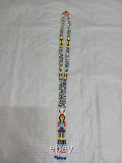 Vintage Handmade Native American Beaded Necklace Lady Arrows Tassels