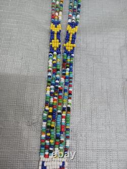 Vintage Handmade Native American Beaded Necklace Lady Arrows Tassels