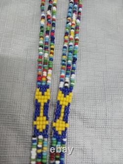 Vintage Handmade Native American Beaded Necklace Lady Arrows Tassels
