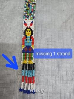 Vintage Handmade Native American Beaded Necklace Lady Arrows Tassels