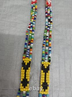 Vintage Handmade Native American Beaded Necklace Lady Arrows Tassels