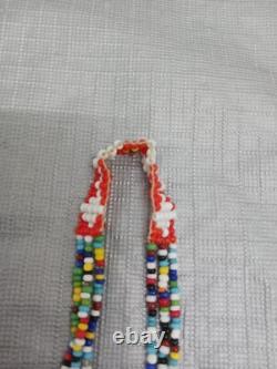 Vintage Handmade Native American Beaded Necklace Lady Arrows Tassels
