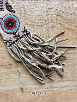 Vintage Handmade Native American Sioux Pictorial Beaded Leather Pipe Bag 1800s
