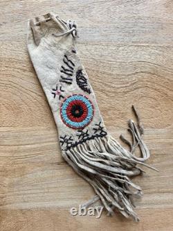 Vintage Handmade Native American Sioux Pictorial Beaded Leather Pipe Bag 1800s