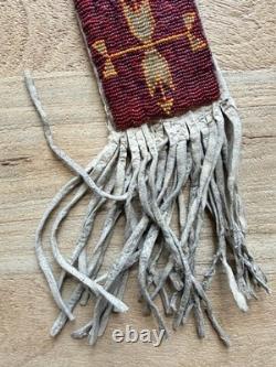 Vintage Handmade Native American Sioux Pictorial Beaded Leather Pipe Bag 1800s