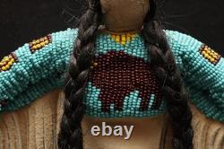 Vintage INCREDIBLE Native American Plains Sioux Lakota Beaded Doll Buffalo Shirt