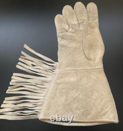 Vintage Indian Beaded Gaunlets, Gloves, Flower Pattern Native American