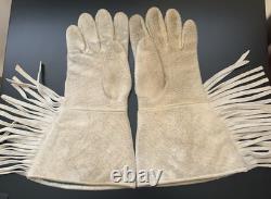 Vintage Indian Beaded Gaunlets, Gloves, Flower Pattern Native American