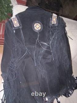 Vintage Lariat Native American Beaded Fringes Leather jacket- Blazer