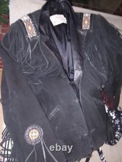Vintage Lariat Native American Beaded Fringes Leather jacket- Blazer