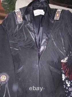 Vintage Lariat Native American Beaded Fringes Leather jacket- Blazer