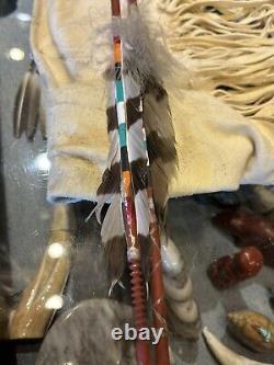 Vintage Leather Quiver With Brown Beaded Plate Native American B22