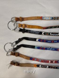 Vintage Lot Of 7 Native American Bead Belts Leather