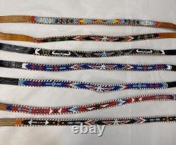 Vintage Lot Of 7 Native American Bead Belts Leather