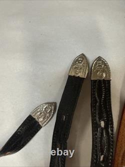 Vintage Lot Of 7 Native American Bead Belts Leather