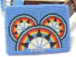 Vintage Montana No. Cheyenne Plains Indian Pictorial Beaded Belt + Buckle -mint