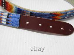 Vintage Montana No. Cheyenne Plains Indian Pictorial Beaded Belt + Buckle -mint