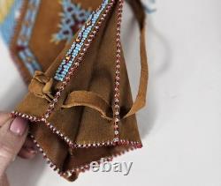 Vintage NATIVE AMERICAN BEADED LEATHER TOBACCO BAG MEDICINE POUCH