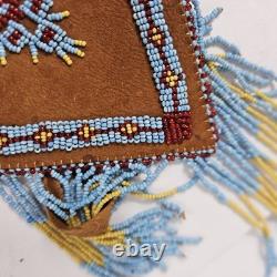 Vintage NATIVE AMERICAN BEADED LEATHER TOBACCO BAG MEDICINE POUCH